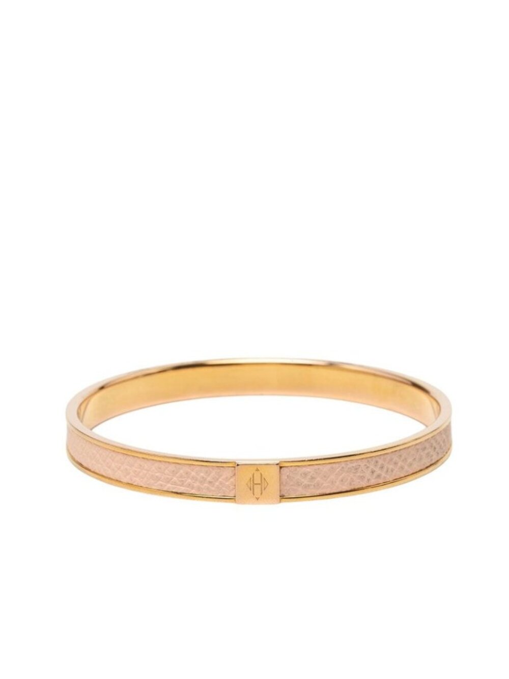 Hermes Kawaii Bangle Bracelet S Pink Gold Plated Leather